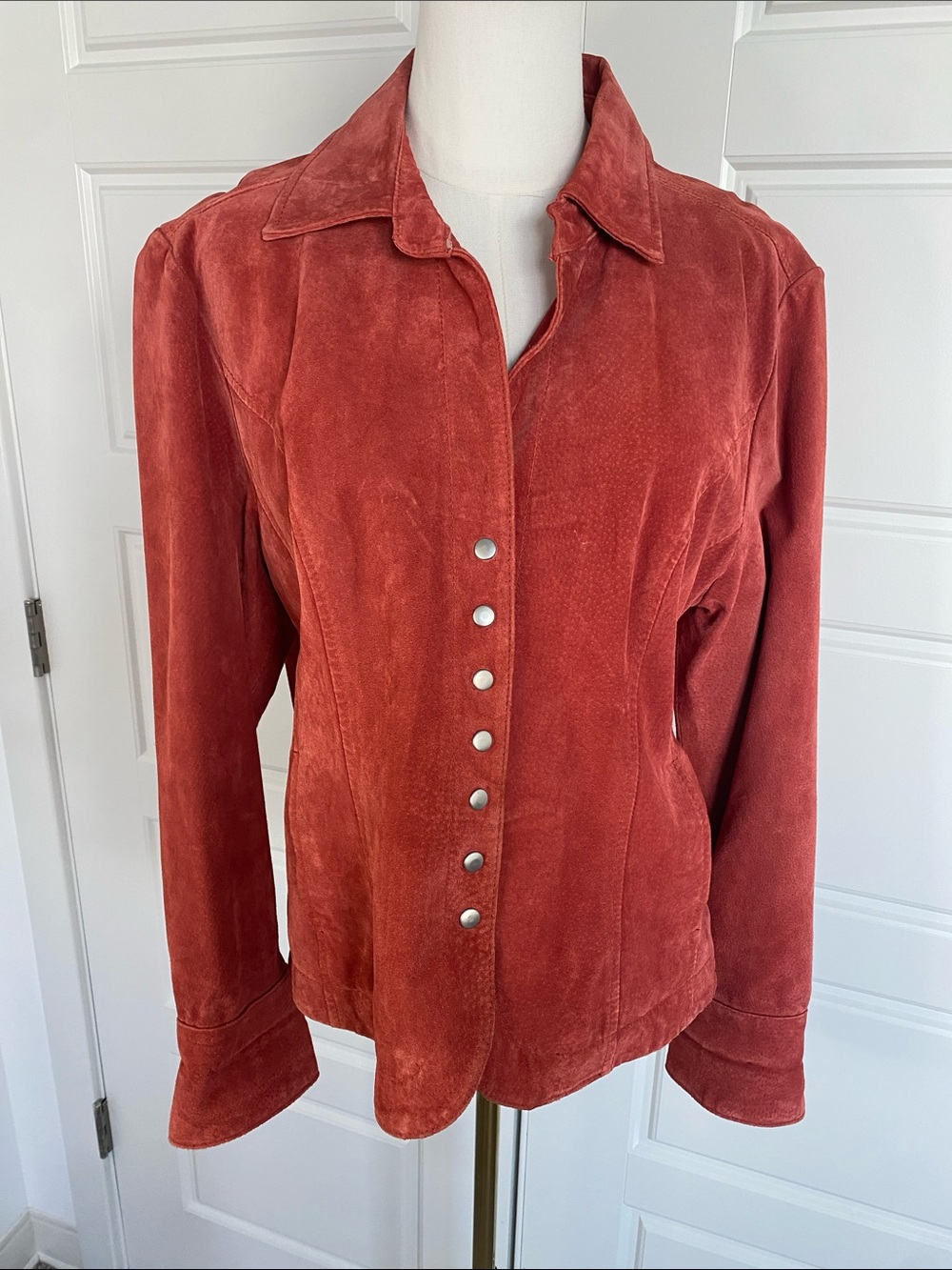 Christopher & Banks Rust Suede Leather Snap Jacket Western Large